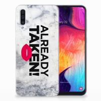 Samsung Galaxy A50 | Siliconen hoesje | met naam Already Taken White - thumbnail