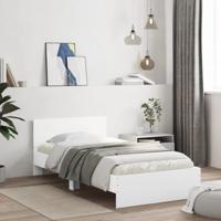 Bedframe met hoofdbord en LED-verlichting wit 100x200 cm - thumbnail