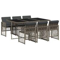 7-delige Tuinset met kussens poly rattan grijs - thumbnail