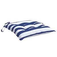 VidaXL Stoelkussens 2 st 50x50x7 cm stof gestreept wit en blauw - thumbnail