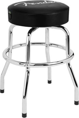 Fender Spaghetti Logo Pick Pouch Barstool 24" Black/Chrome gitaarkruk (61 cm)
