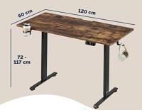 Zit sta bureau Bruin 120x60x72-117cm - thumbnail
