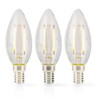 Nedis LBFE14C351P3 Led-filamentlamp E14 Kaars 2 W 250 Lm 2700 K Warm Wit Aantal Lampen In Verpakking: 3 Stuks Doorzichtig - thumbnail