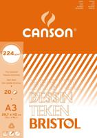 Canson tekenpapier Bristol, 224 g, ft 29,7 x 42 cm, A3, blok van 20 vel - thumbnail