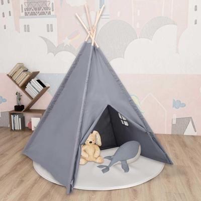 VidaXL Kindertipitent met tas 120x120x150 cm peachskin grijs VidaXL Kindertipitent met tas 120x120x150 cm peachskin grijs