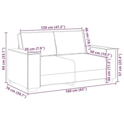 Tweezitsbank 120 cm fluweel zwart - thumbnail