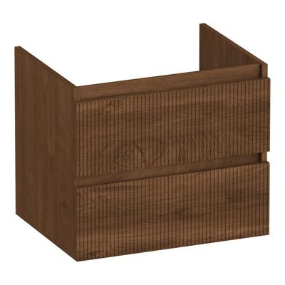 Brauer Joy Wavy - Onderkast - 60 cm - met 2 Softclose Lades Greeploos en 1 Sifon Uitsparing - Forest Cacao