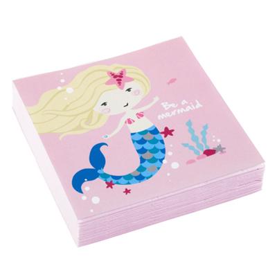 Amscan Servetten be a mermaid 25 x 25 cm 3-laags roze 20 stuks | 24 stuks