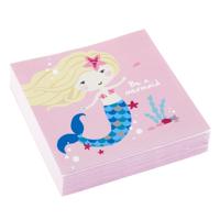 Amscan Servetten be a mermaid 25 x 25 cm 3-laags roze 20 stuks | 24 stuks - thumbnail