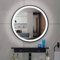 OUTLET Spiegel BWS Lucy met LED Verlichting Dimbaar Rond 80 cm Mat Zwart - thumbnail