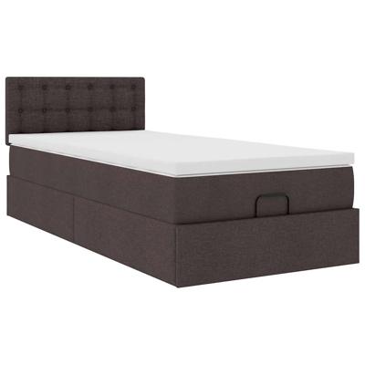 Ottoman bed met matras en LED's 120x190 cm stof donkerbruin - thumbnail