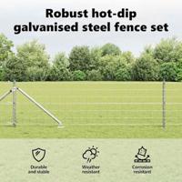 VidaXL Hek met paal zilver 0,6 x 10 m staal - thumbnail