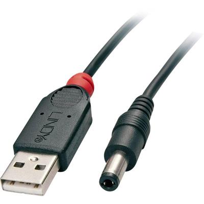LINDY 70268 USB-stroomkabel USB 2.0 USB-A stekker, DC-stekker 5,5 mm 1.50 m Zwart