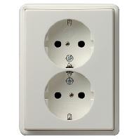 Gira wandcontactdoos 2-voudig met randaarde en kinderbeveiliging zuiverwit