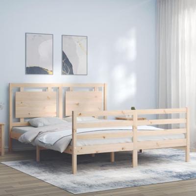 Bedframe met hoofdbord massief hout
