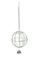 Chroom voederbal met deur en bel - 12 cm - thumbnail