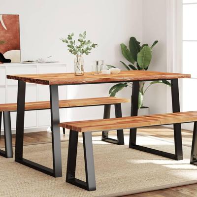 Eettafel met natuurlijke rand 140x80x75 cm massief acaciahout Eettafel met natuurlijke rand 140x80x75 cm massief acaciahout