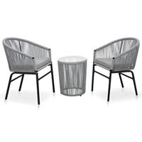 3-delige Bistroset met kussens PVC-rattan antraciet - thumbnail
