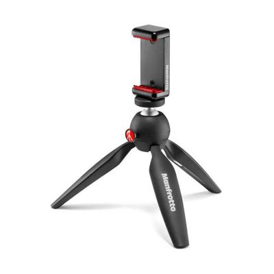 Manfrotto MKPIXICLAMP-BK Pixi Desktopstatief met houder voor smartphone, zwart
