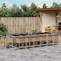 17-delige Tuinset met kussens poly rattan gemengd beige - thumbnail