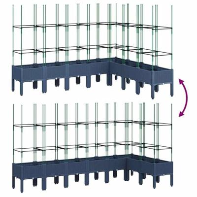 Plantenbak met latwerk 200x160x142,5 cm polypropeen grijs Plantenbak met latwerk 200x160x142,5 cm polypropeen grijs