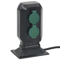 VidaXL Tuinstopcontact en grondpin 4-wegs 15,5x11x24 cm zwart en groen - thumbnail