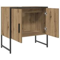 Wastafelkast 60x33x60 cm bewerkt hout artisanaal eikenkleurig - thumbnail