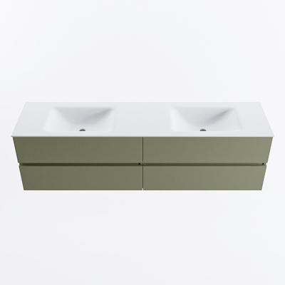 MONDIAZ VICA 180cm badmeubel onderkast Army 4 lades. Wastafel CLOUD dubbel 2 kraangaten, kleur Talc.
