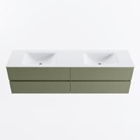 MONDIAZ VICA 180cm badmeubel onderkast Army 4 lades. Wastafel CLOUD dubbel 2 kraangaten, kleur Talc. - thumbnail