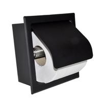 Wiesbaden Inbouw Toiletrolhouder Sunk met Klep Mat Zwart - thumbnail
