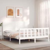Bedframe zonder matras massief grenenhout wit 160x200 cm - thumbnail