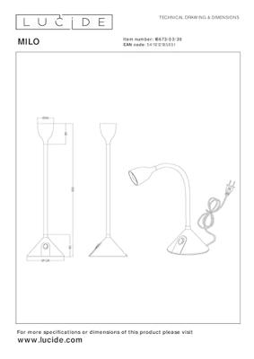 Lucide MILO - Bureaulamp - Ø 12,8 cm - LED - 1x3,2W 3000K - Zwart