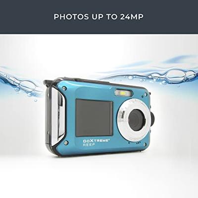 GoXtreme Reef Blue Digitale camera 24 Mpix Blauw Full-HD video-opname, Waterdicht tot 3 m, Onderwatercamera, Schokbestendig, Met ingebouwde flitser GoXtreme Reef Blue Digitale camera 24 Mpix Blauw Full-HD video-opname, Waterdicht tot 3 m, Onderwatercamera, Schokbestendig, Met ingebouwde flitser