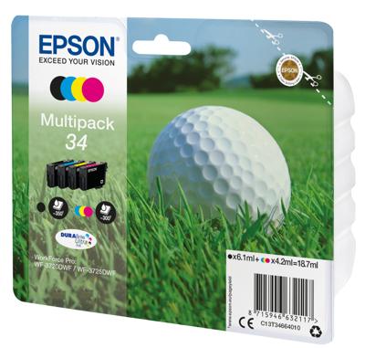 Epson C13T34664020 18.7ml 6.1ml Zwart, Cyaan, Geel inktcartridge