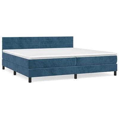Boxspring met matras fluweel donkerblauw 200x200 cm