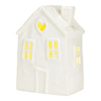 Lichthuis van aardewerk, wit (B/H/D) 12x18x9cm - thumbnail