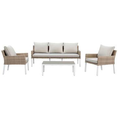 Le Sud loungeset Fonteine - wit/beige - 4-delig (inclusief kussens)