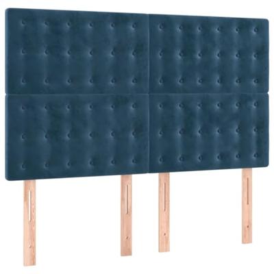 Boxspring met matras fluweel donkerblauw 140x200 cm