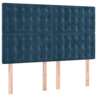 Boxspring met matras fluweel donkerblauw 140x200 cm - thumbnail