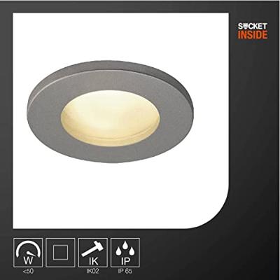 SLV InbouwspotDolix Out GU10 Round voor buiten zilvergrijs - 1001167