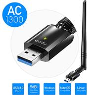 Cudy ac1300 wi-fi high-gain usb wlan adapter (zwart) - thumbnail