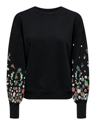 Only Onlbrooke L/s O-neck Flower Swt Noos Sweater Black