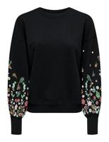 Only Onlbrooke L/s O-neck Flower Swt Noos Sweater Black - thumbnail