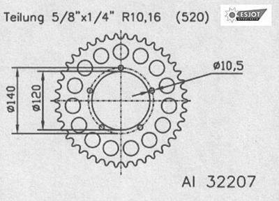 ESJOT Chain wheel 520 43z alu silver
