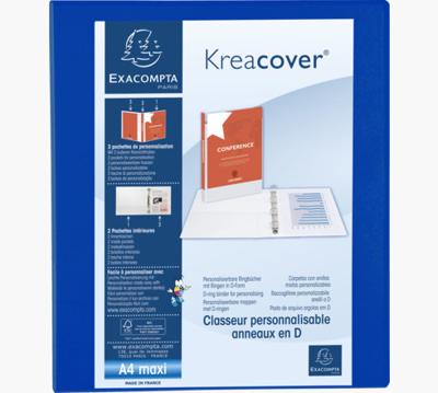 Exacompta Kreacover personaliseerbare ringmap blauw 4 ringen van 25 mm