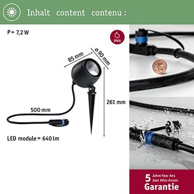 Paulmann Kikolo 94775 Verlichtingssysteem Plug&Shine LED-tuinspot LED 7.2 W Warmwit Antraciet