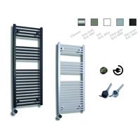 Elektrische Design Radiator Sanicare Plug & Play 111,8x45 cm Inox Look 596 Watt Met Zwarte Thermostaat Links Sanicare - thumbnail