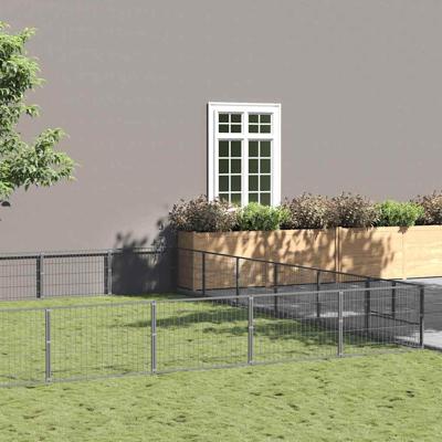 Hondenkennel 60 m² staal zilverkleurig