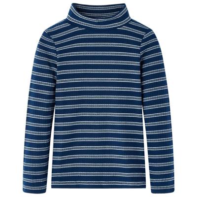 Kindershirt met lange mouwen gestreept 128 marineblauw