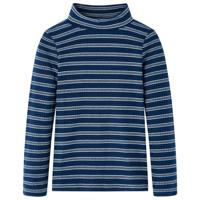 Kindershirt met lange mouwen gestreept 128 marineblauw - thumbnail